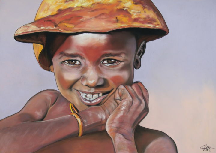 "KALID, le sourire e…" başlıklı Tablo Catherine Wernette tarafından, Orijinal sanat, Petrol