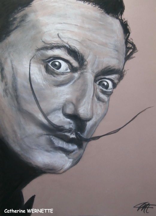 Schilderij getiteld "Salvador DALI - son…" door Catherine Wernette, Origineel Kunstwerk, Pastel