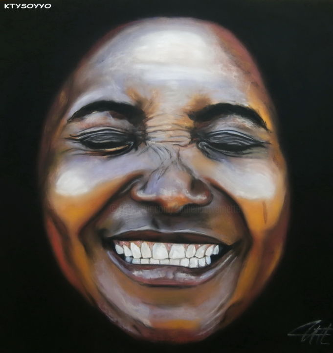 Painting titled "ADIOUMA, le rire" by Catherine Wernette, Original Artwork, Pastel