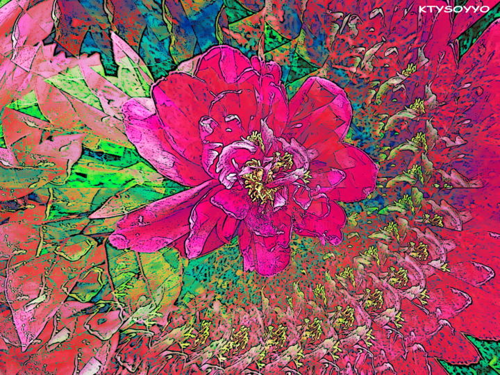 Painting titled "PIVOINE" by Catherine Wernette, Original Artwork