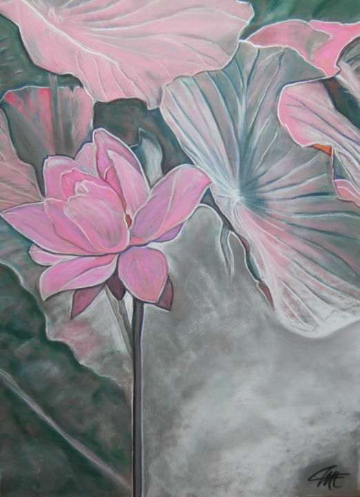 Pintura intitulada "LOTUS" por Catherine Wernette, Obras de arte originais, Pastel