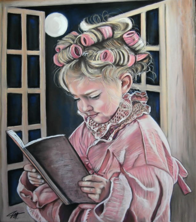 Painting titled "Mademoiselle BIGOUD…" by Catherine Wernette, Original Artwork, Pastel