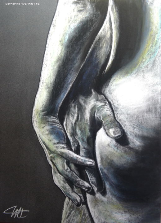 Desenho intitulada "SENSUAL" por Catherine Wernette, Obras de arte originais, Pastel