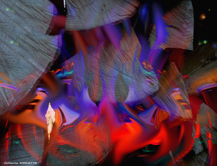 Digital Arts με τίτλο "BUCHES EN FEU" από Catherine Wernette, Αυθεντικά έργα τέχνης, Ψηφιακή ζωγραφική