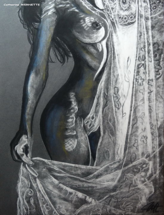 Drawing titled "FEMINITE" by Catherine Wernette, Original Artwork, Pastel