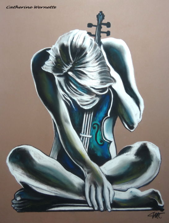 Dessin intitulée "REVERENCE" par Catherine Wernette, Œuvre d'art originale, Pastel