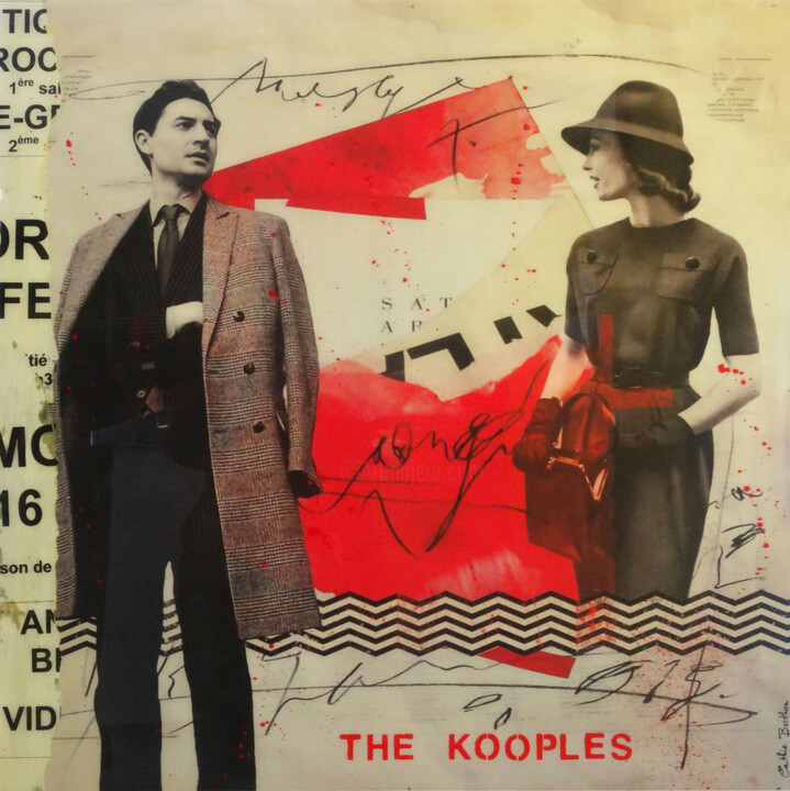 Collages titled "The Kooples" by Cathie Berthon, Original Artwork, Photo Montage Mounted on Wood Stretcher frame