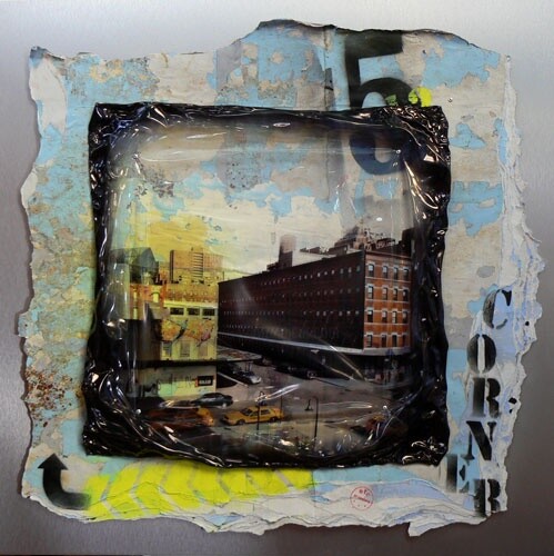 Collages titled "NY Corner" by Cathie Berthon, Original Artwork, Photo Montage Mounted on Aluminium