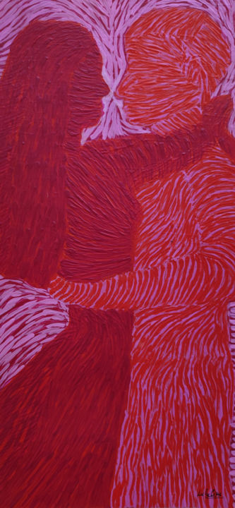 Peinture intitulée "Rhodochrosite" par Lulu Cinn, Œuvre d'art originale, Acrylique