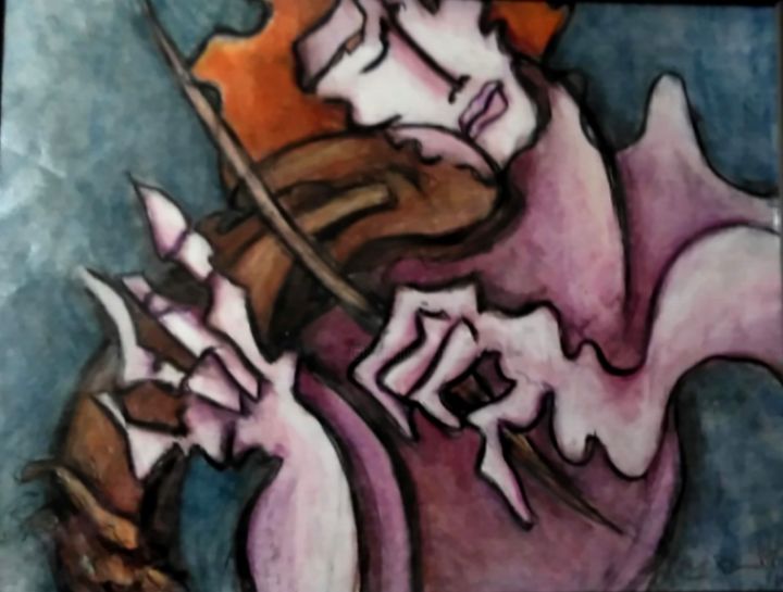 Peinture intitulée "violongauche2dessin…" par Catherine Renault, Œuvre d'art originale