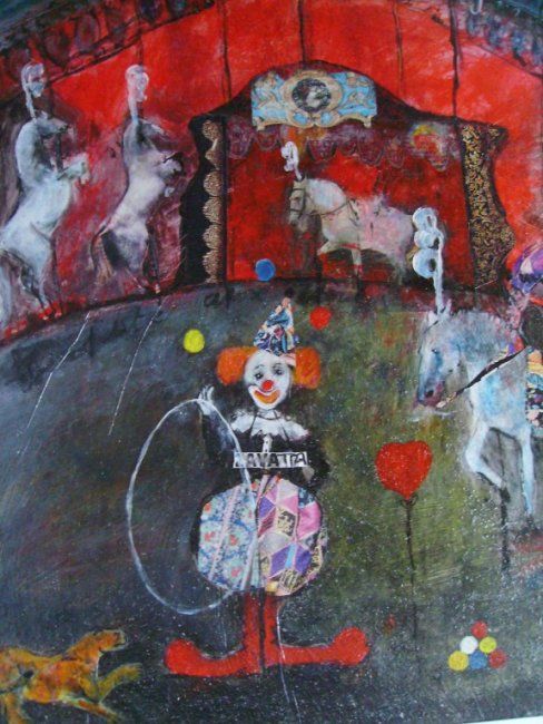 Pintura titulada "le cirque" por Catherine Mancini, Obra de arte original