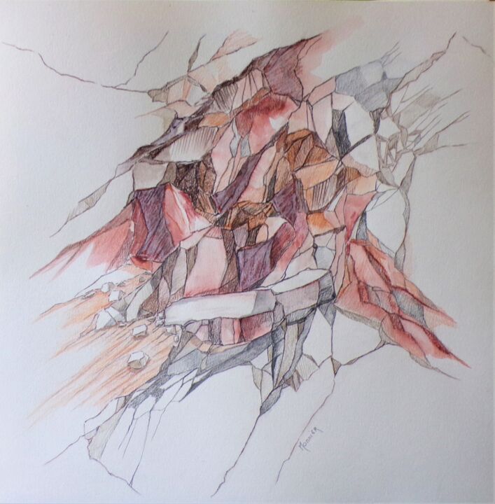 Drawing titled "Amoncellement" by Cathy Monnier, Original Artwork, Pencil