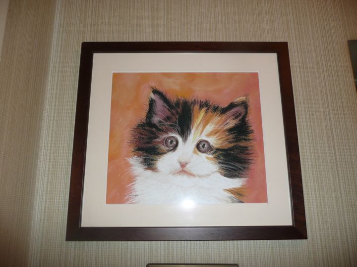 Painting titled "CHATON" by Cathou-Bazec, Original Artwork, Pastel