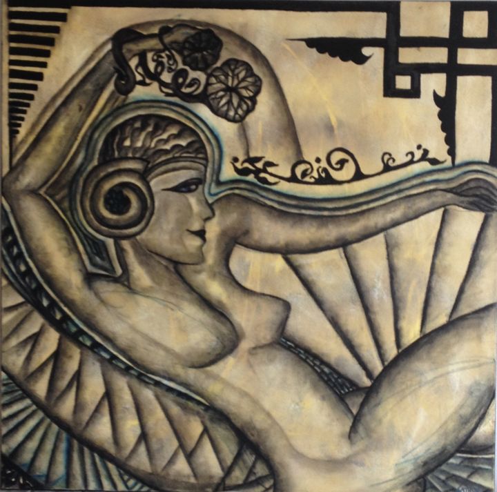 Peinture intitulée "Art Deco Dream" par C.A.T.H.O.U, Œuvre d'art originale, Acrylique