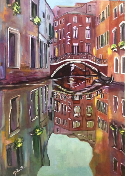 Pintura intitulada "VENISE" por Cathy Belleville, Obras de arte originais, Óleo