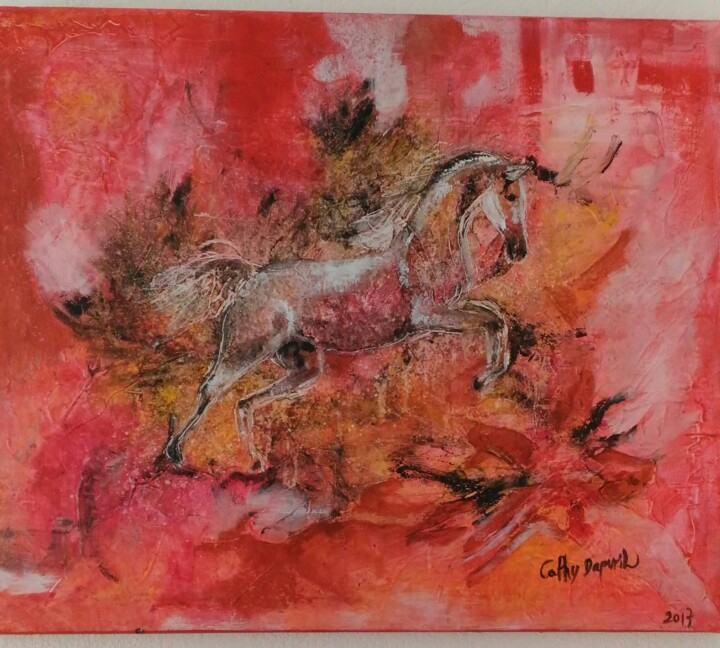 Peinture intitulée "Cheval" par Cathy Dapvril (CDL), Œuvre d'art originale, Acrylique