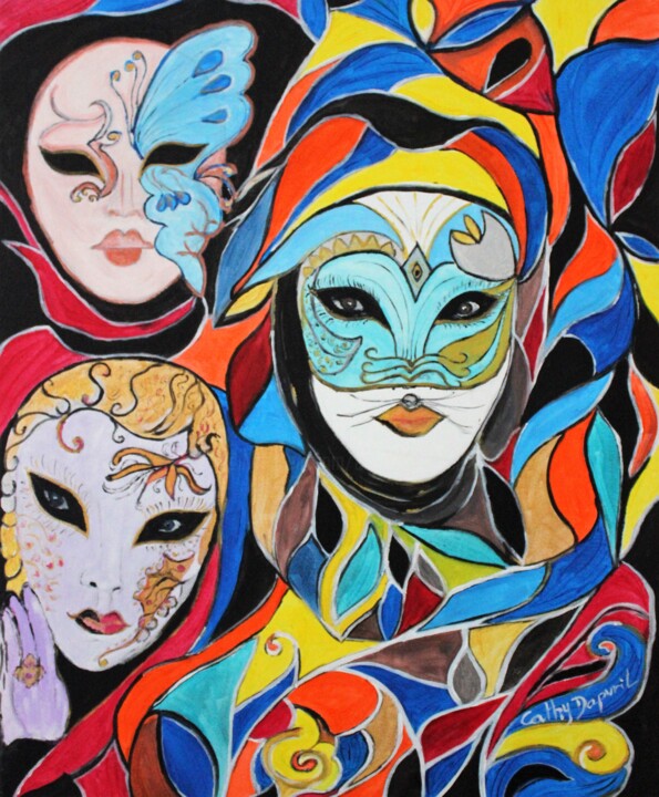 Painting titled "Vénitiens série 3" by Cathy Dapvril (CDL), Original Artwork, Acrylic