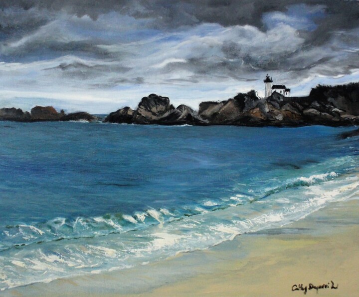 Painting titled "paysage de mer" by Cathy Dapvril (CDL), Original Artwork, Oil