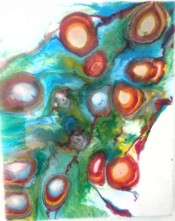 Painting titled "Cellules" by Cathy Dapvril (CDL), Original Artwork, Acrylic