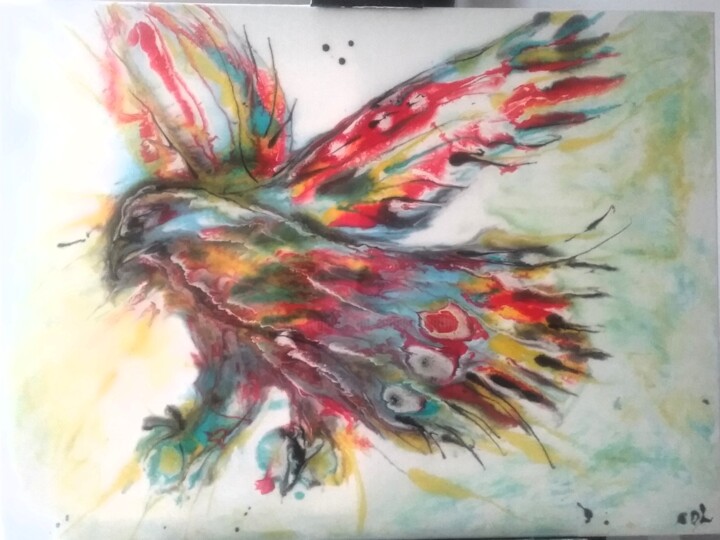 绘画 标题为“L'oiseau imaginaire” 由Cathy Dapvril (CDL), 原创艺术品, 丙烯