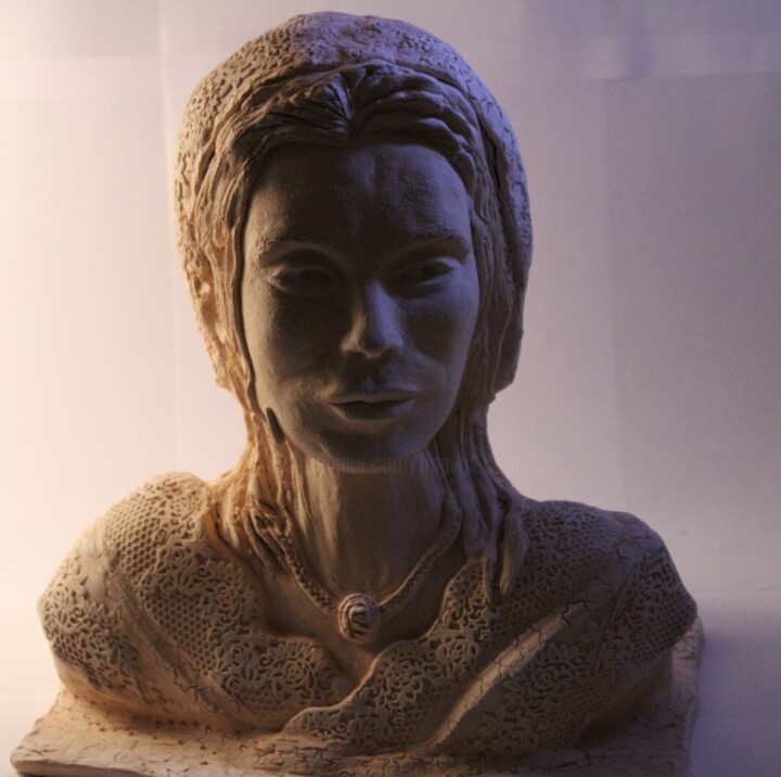 Sculpture titled "la fermière" by Cathy Dapvril (CDL), Original Artwork, Terra cotta