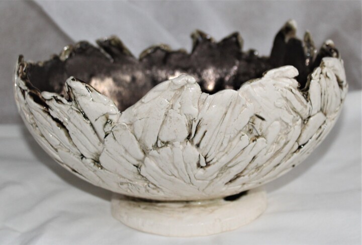 Sculpture intitulée "la coupe ovale natu…" par Cathy Dapvril (CDL), Œuvre d'art originale, Céramique