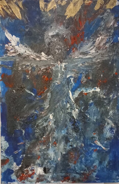 绘画 标题为“Crucifixion” 由Cathy Dapvril (CDL), 原创艺术品, 丙烯 安装在纸板上