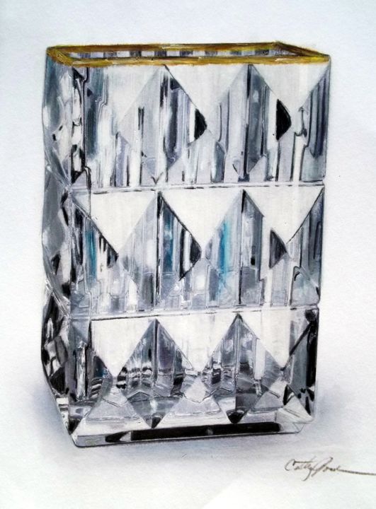 Peinture intitulée "Crystal Vase 2" par Cathy Jourdan, Œuvre d'art originale, Huile