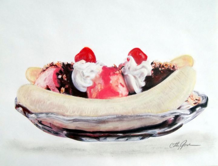绘画 标题为“Banana Split” 由Cathy Jourdan, 原创艺术品, 油