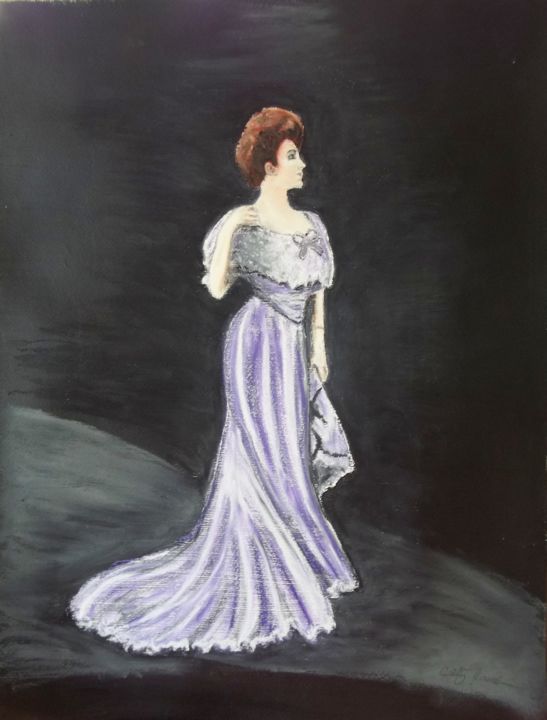 绘画 标题为“Lady in gown” 由Cathy Jourdan, 原创艺术品