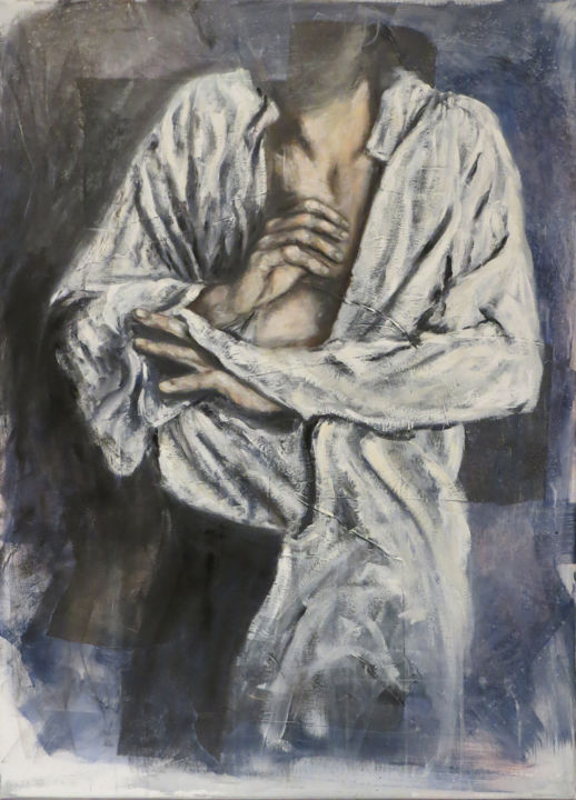 Painting titled "Jeu de manches" by Cathy Lebret, Original Artwork, Oil