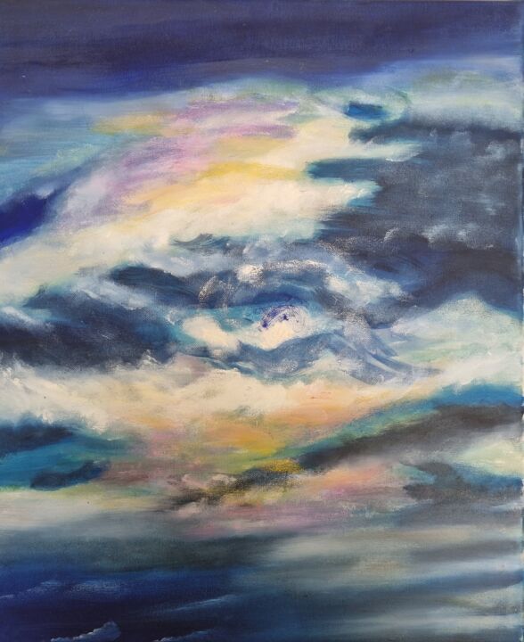 Peinture intitulée "Ciel irisé" par Cathy Occo, Œuvre d'art originale, Huile