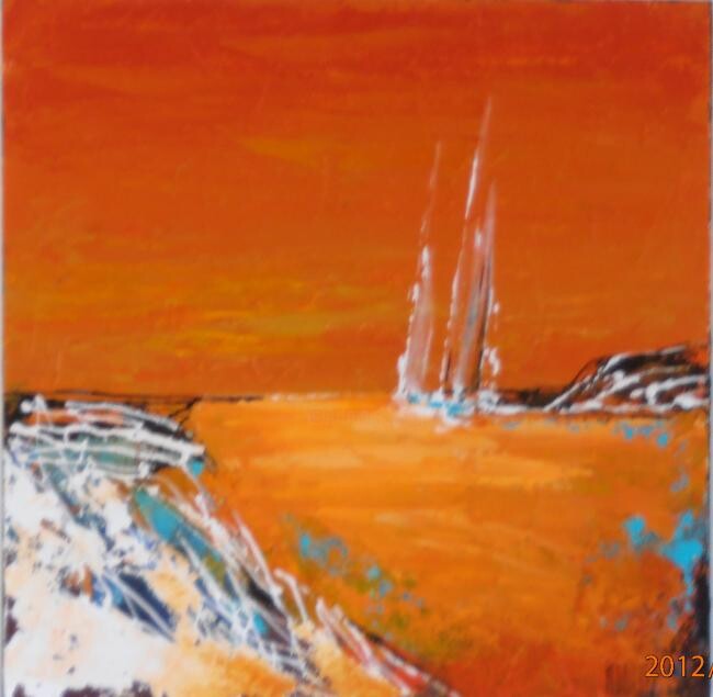 Peinture intitulée "HORIZON" par Cathy Rodriguez, Œuvre d'art originale