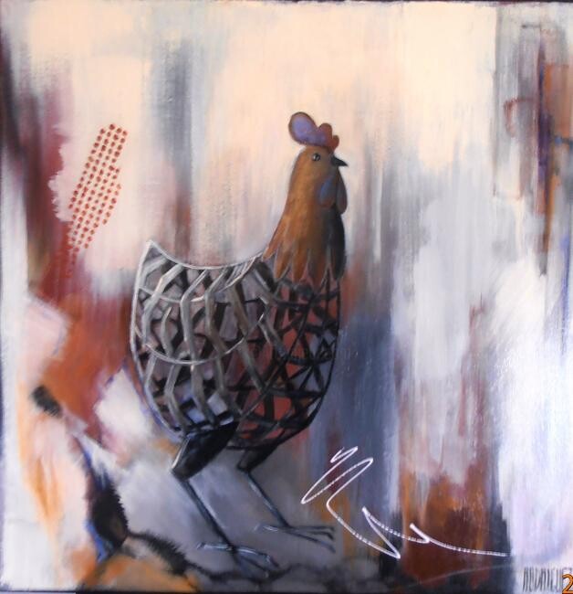 Malerei mit dem Titel "poulette" von Cathy Rodriguez, Original-Kunstwerk