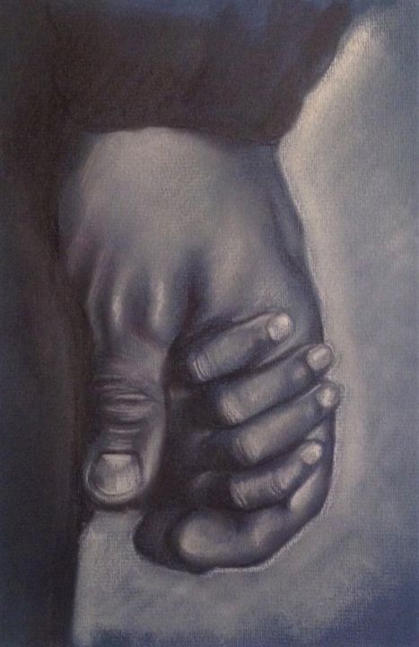 Drawing titled "Mains" by Cathy, Original Artwork, Pastel