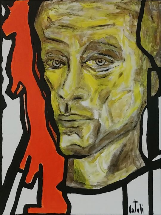 Pintura titulada "Encadré Doré" por Catali, Obra de arte original, Oleo Montado en Bastidor de camilla de madera