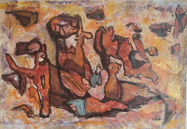 Peinture intitulée "Sable" par Catali, Œuvre d'art originale, Encre