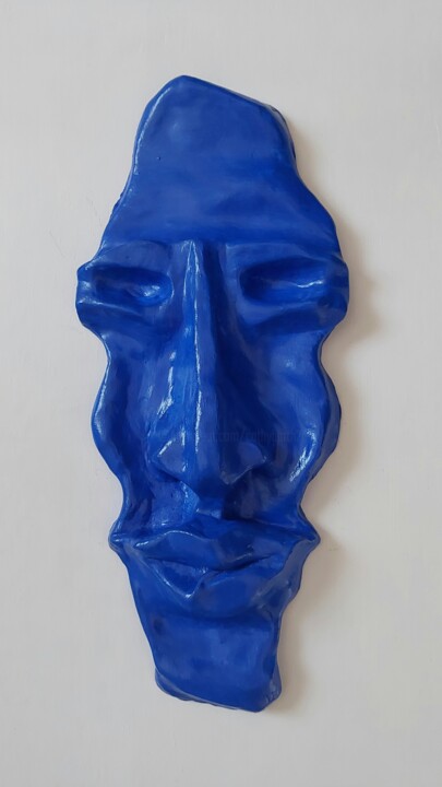 Sculpture titled "homme bleu" by Catali, Original Artwork, Clay