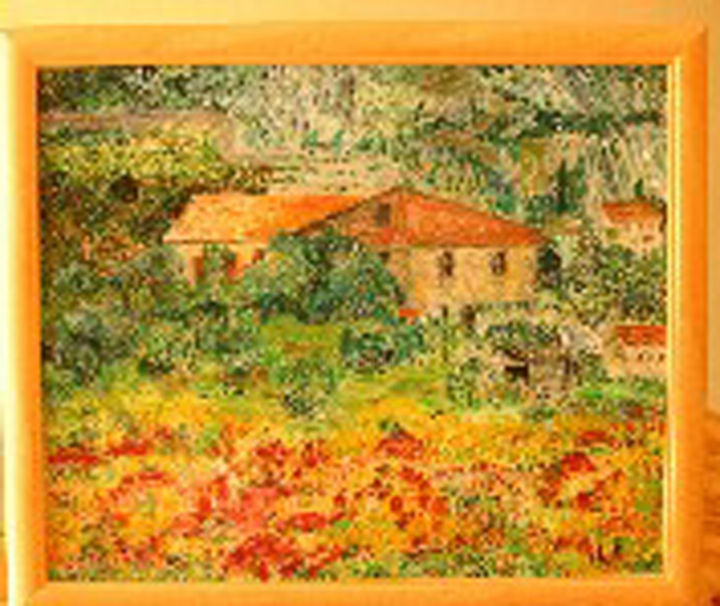 Painting titled "31-maison-campagne-…" by Cathy, Original Artwork