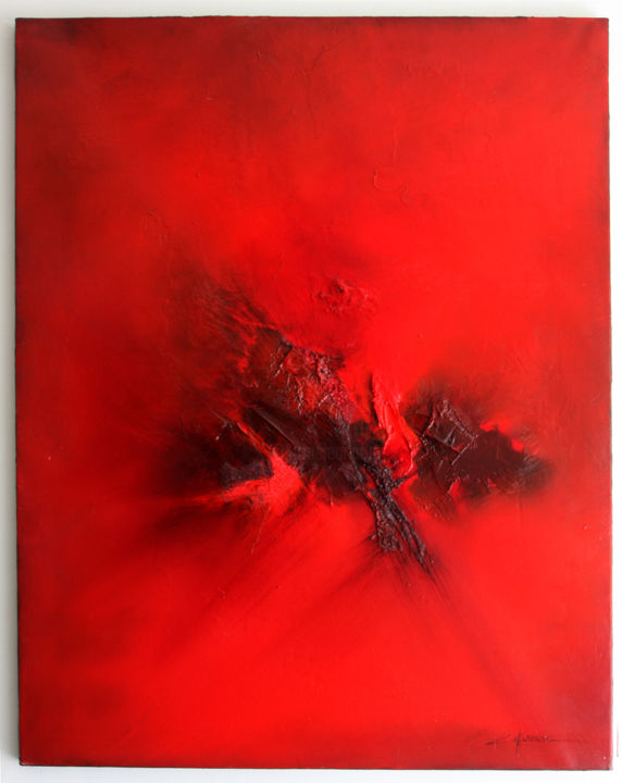 Painting titled "all-red-" by Cathy Mirouse, Original Artwork, Oil