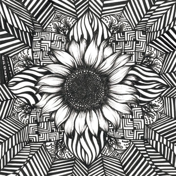 Dibujo titulada "Eye.Flower - Sunflo…" por Cathy Wrong, Obra de arte original