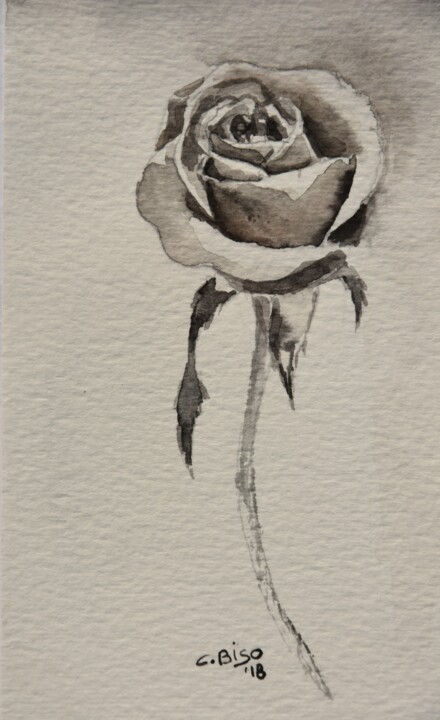 Pittura intitolato "Rosa#5" da Catia Biso, Opera d'arte originale, Acquarello