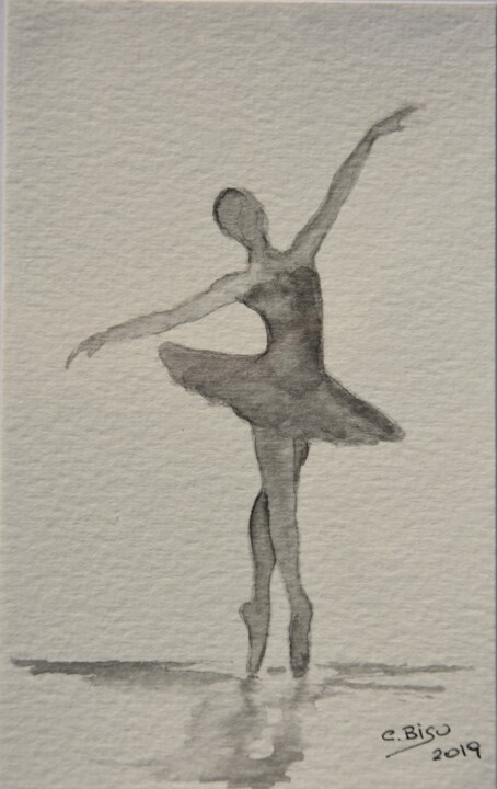 Pittura intitolato "serie ballerine 19" da Catia Biso, Opera d'arte originale, Acquarello