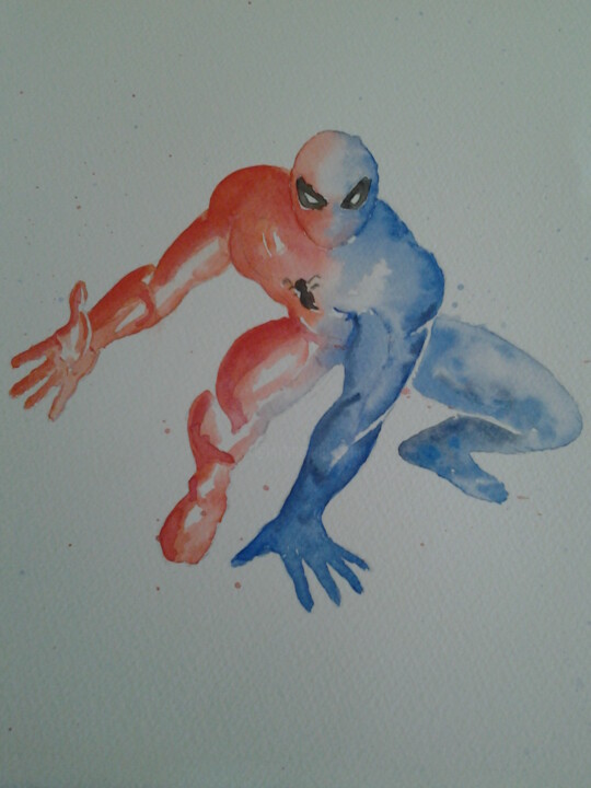 Pintura titulada "spiderman" por Catia Biso, Obra de arte original, Acuarela