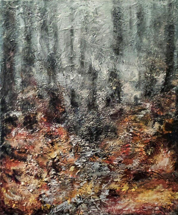 Painting titled "Sottobosco in fiamme" by Catia Biso, Original Artwork, Other