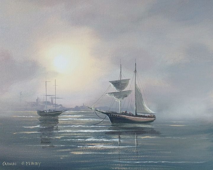 Malarstwo zatytułowany „The bantry ships” autorstwa Cathal O Malley, Oryginalna praca, Akryl