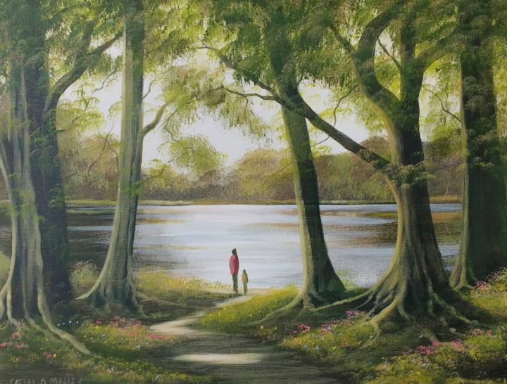 Painting titled "cong walk co mayo" by Cathal O Malley, Original Artwork, Acrylic