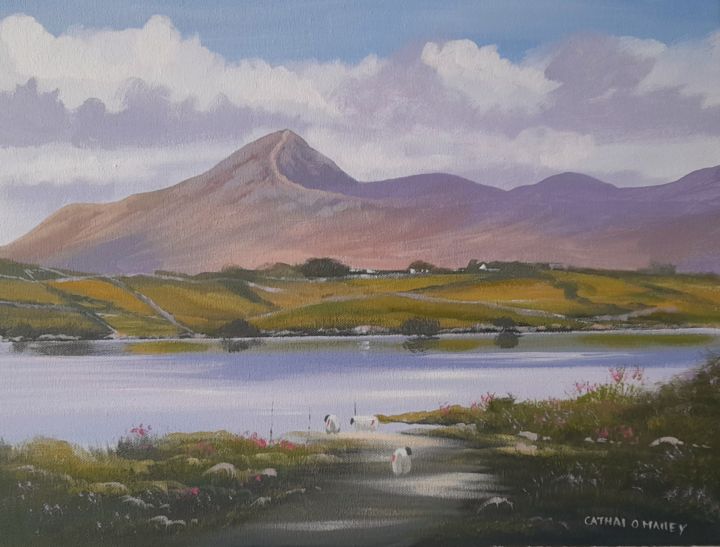Painting titled "Croagh patrick,mayo" by Cathal O Malley, Original Art, Acrylic