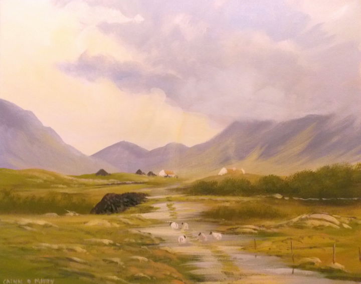Painting titled "the old bog road,,,…" by Cathal O Malley, Original Artwork