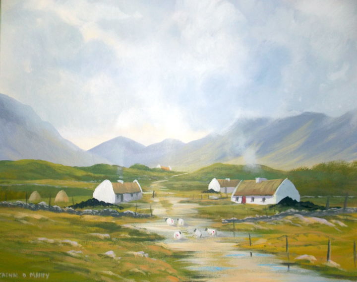 Painting titled "valley cottages  13" by Cathal O Malley, Original Artwork